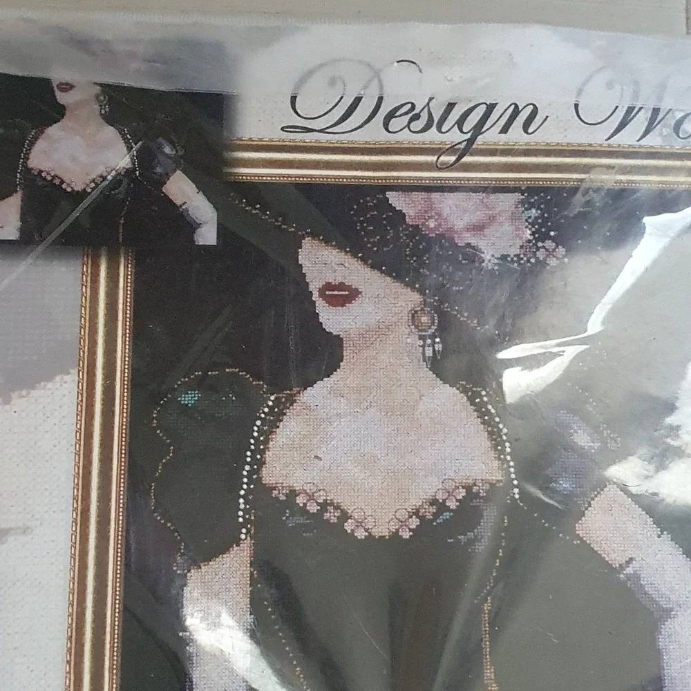 Design Works Lady in Black Counted Cross Stitch Kit 2783 Claire Coxon Beads Aida
